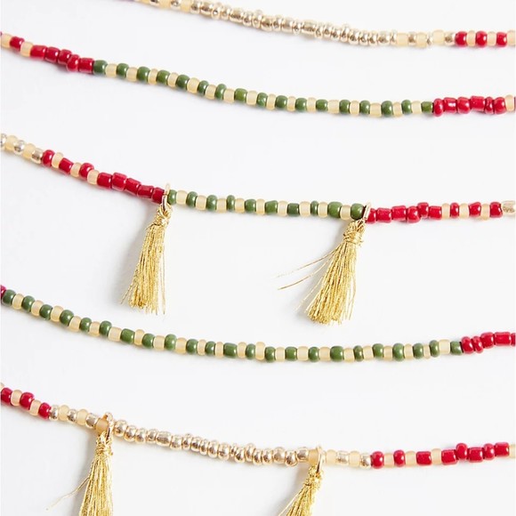 Torrid Multilayer Beaded Tassel Gold Red Green Necklace NWT - Picture 5 of 5
